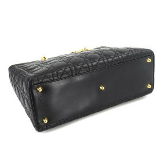 Christian Dior Lady Large Shoulder Bag Leather Black - Picture 3 of 8